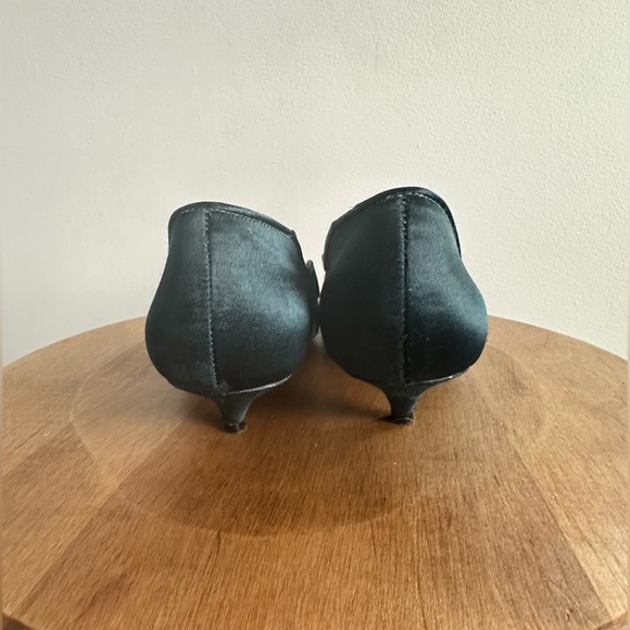 Vintage  Satin Party Blue Kitten Heels - Picture 4 of 12